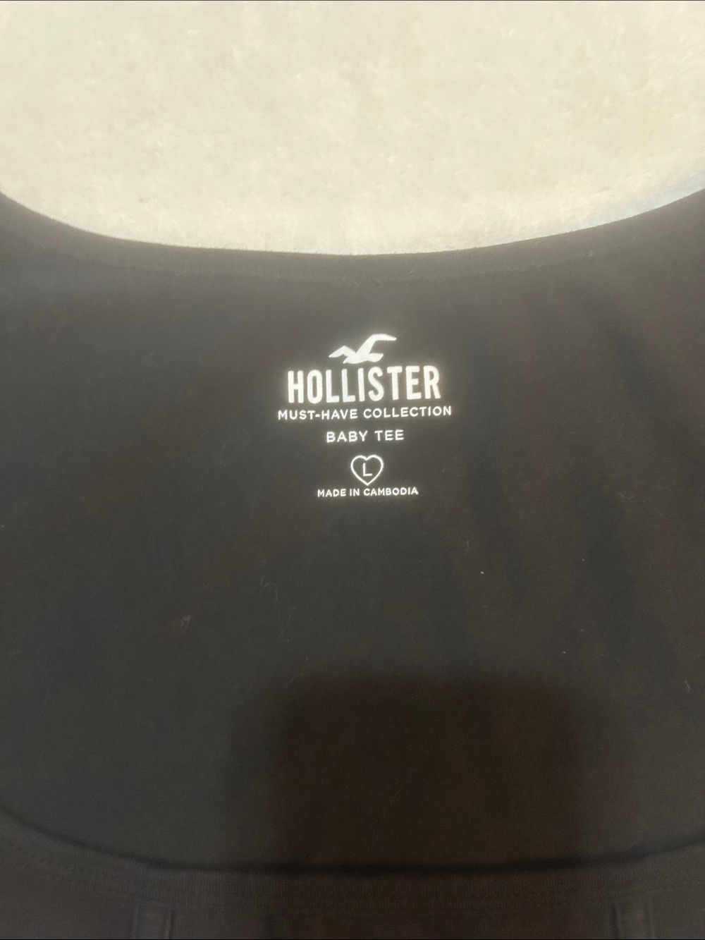 Hollister Women’s Top Baby Tee Black Square Neck Fitted Short Sleeve Size Large - Picture 2 of 7